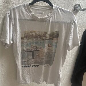 Anine Bing White Graphic Tee with Terry O’Neil Pool Print Small